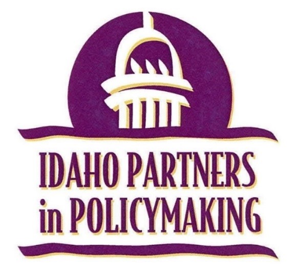 A drawing of the Capitol with the words Idaho Partners in Policymaking.